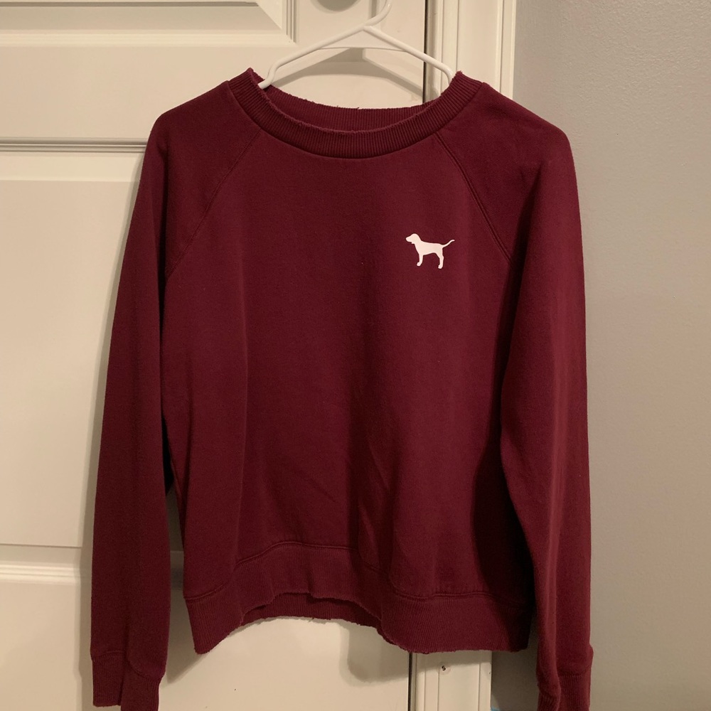 PINK Maroon Crew Neck Sweatshirt